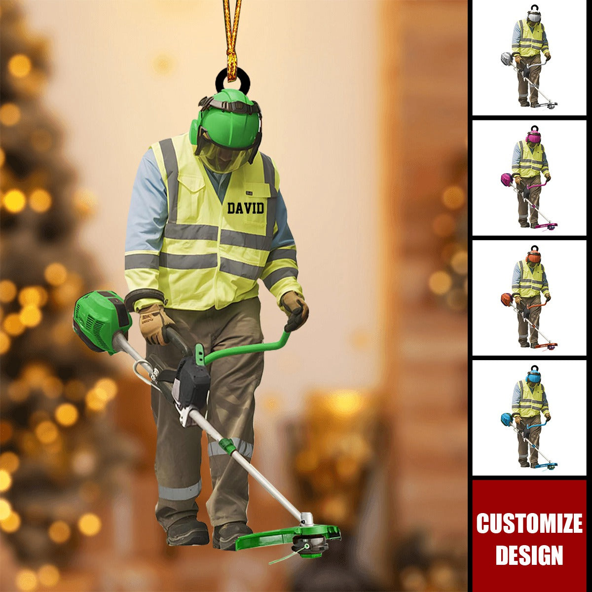 Personalized String Trimmer Christmas Ornament, Tool Scythe Chainsaw Trimmer Ornament - 2024 New Release