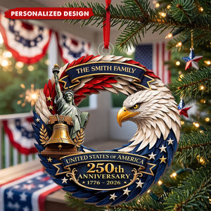 Personalized America 250th Anniversary Wood Ornament - Gifts For Your Family