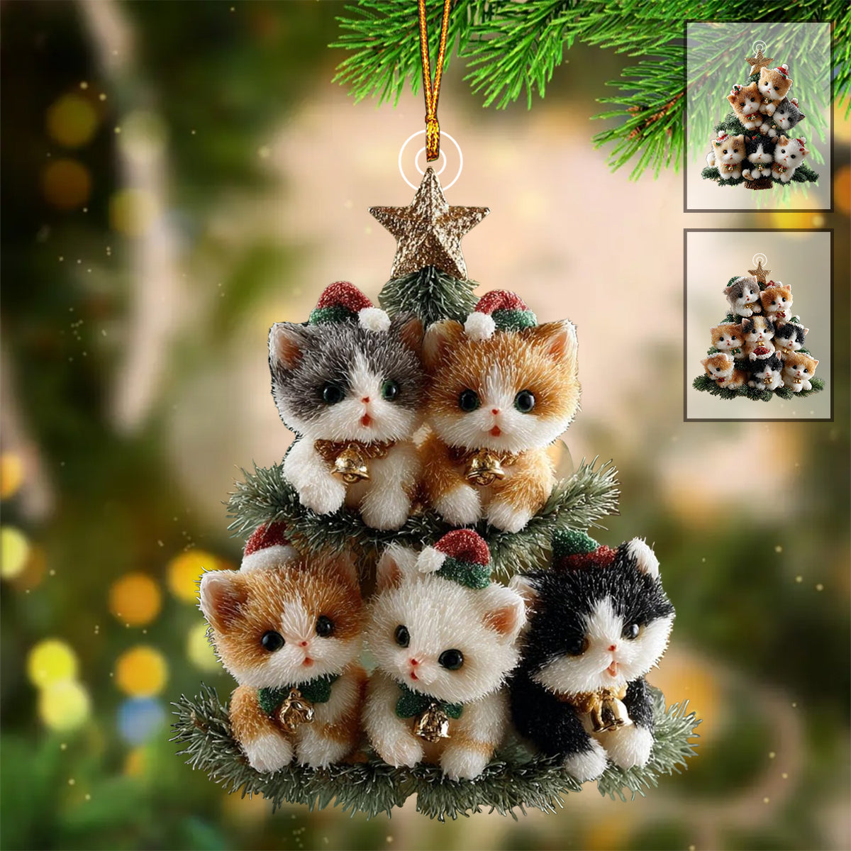 Christmas Kitten Tree Christmas Ornament Gift For Cat Lovers