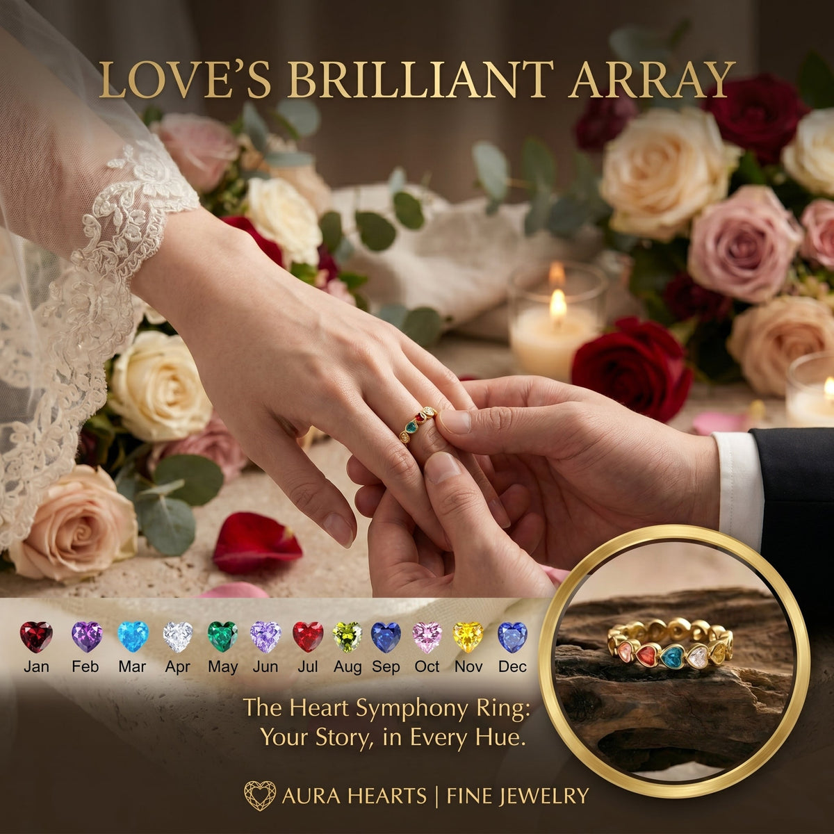 Personalized Birthstone Heart Ring - Mother's Day & Anniversary Gift
