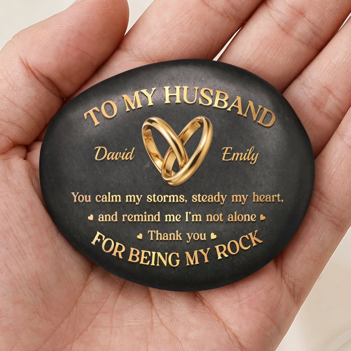 Custom Printed Rock - Personalized Anniversary Wedding Gifts For Husband And Wife, Him And Her - Forever Grounded In Love