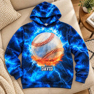 Flame Design For Baseball, Softball, Soccer, Football, Basketball, Hockey Lover - Personalized Hoodie