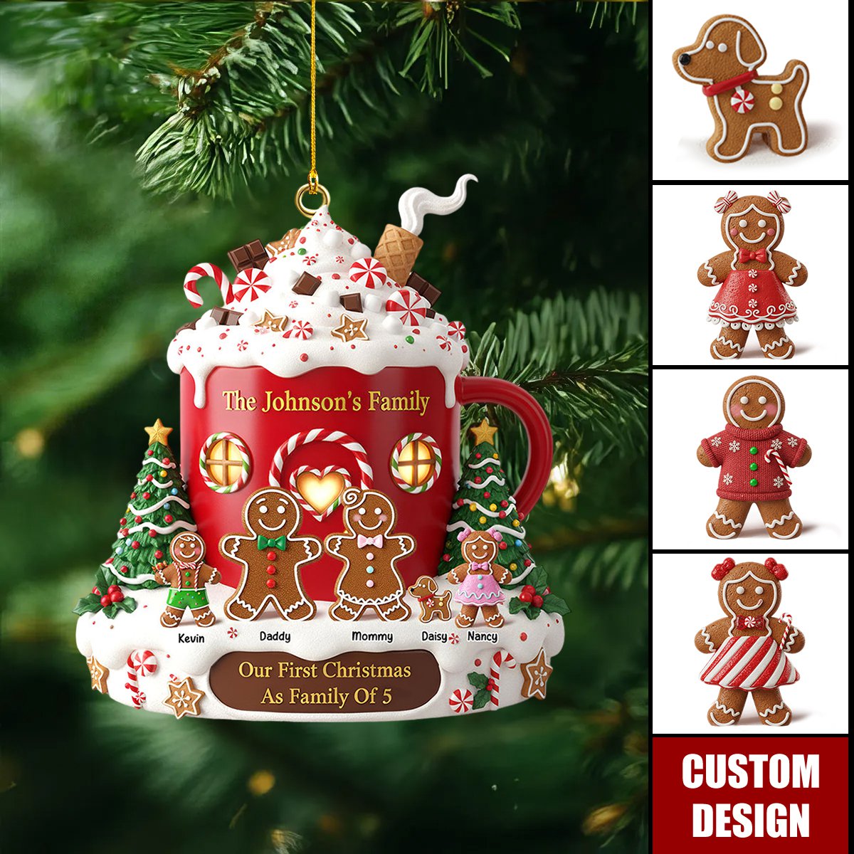 Personalized Gingerbread Christmas Family Ornament - Gift For Family