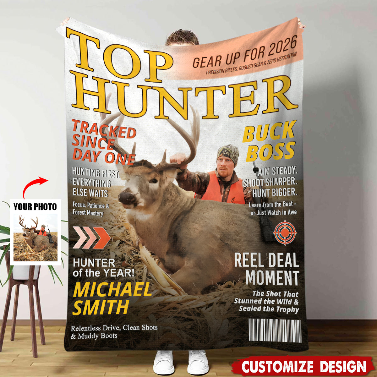 Personalized Hunting Magazine Cover Blanket - Gifts for Hunting Lovers