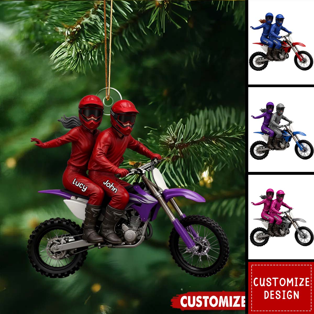 Personalized Motocross Couple Ornament