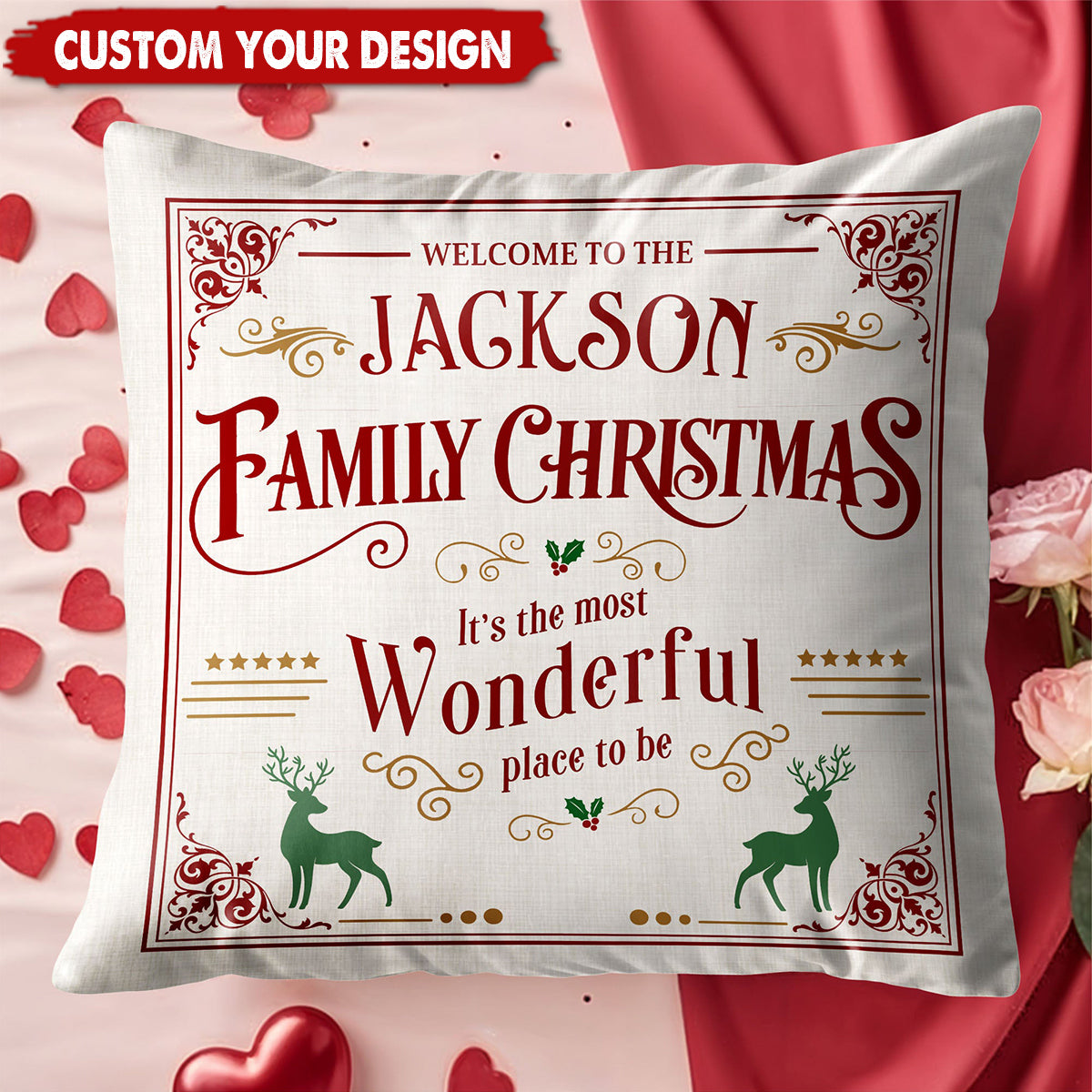 Personalized Family Christmas Pillow