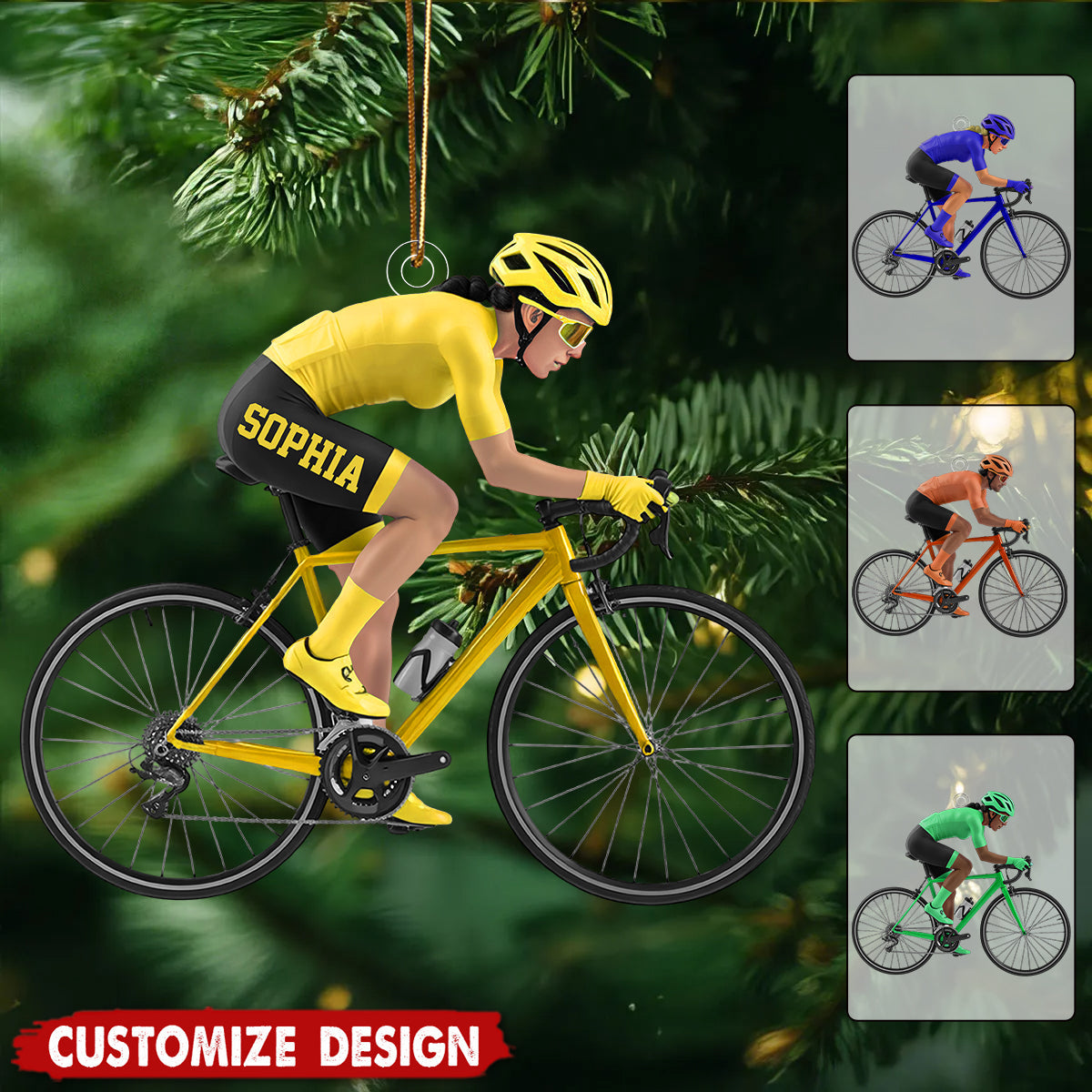 Personalized Road Bike Cyclist Christmas Ornament - Gift for Cycling Enthusiast
