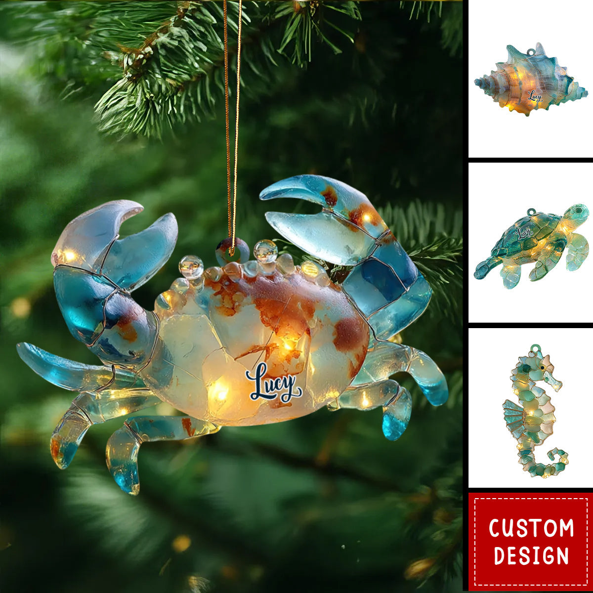 Personalized Sea Animal Christmas Ornament
