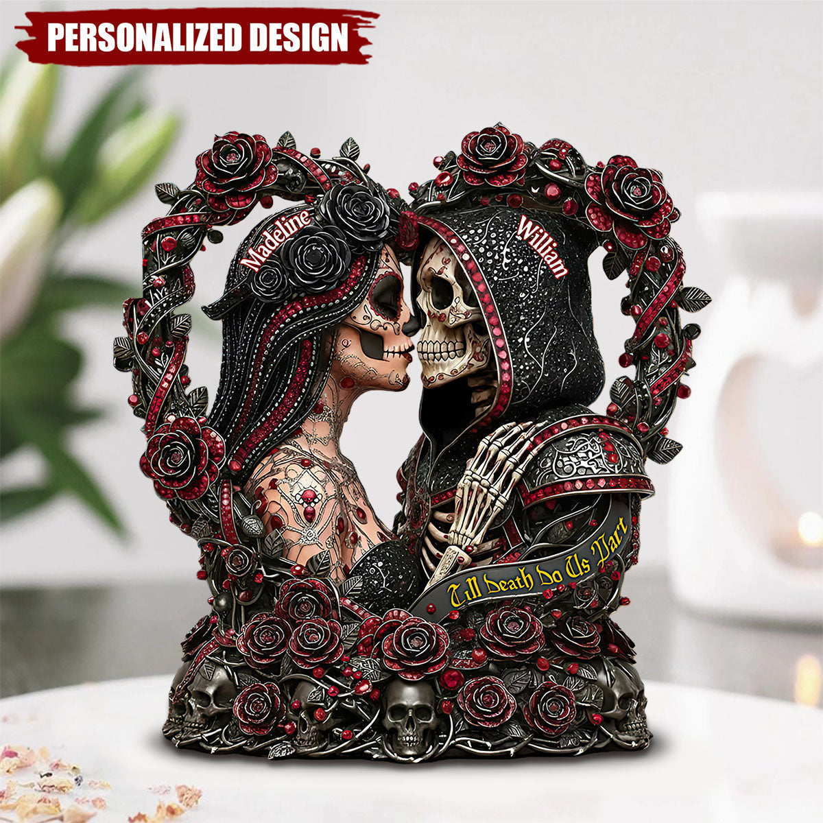 Sugar Skull Till Death Do Us Apart-Personalized Skull Acrylic Plaque