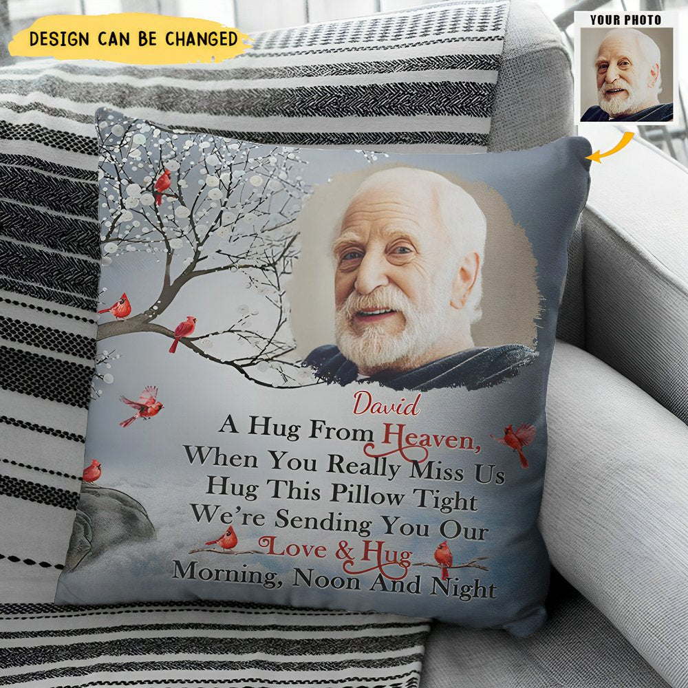 Custom Photo A Hug From Heaven - Memorial Gift For Family, Friends - Personalized Pillow