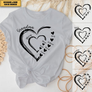 Personalized Mom Grandma And Grandkids Hearts Gift For Grnadma Shirt