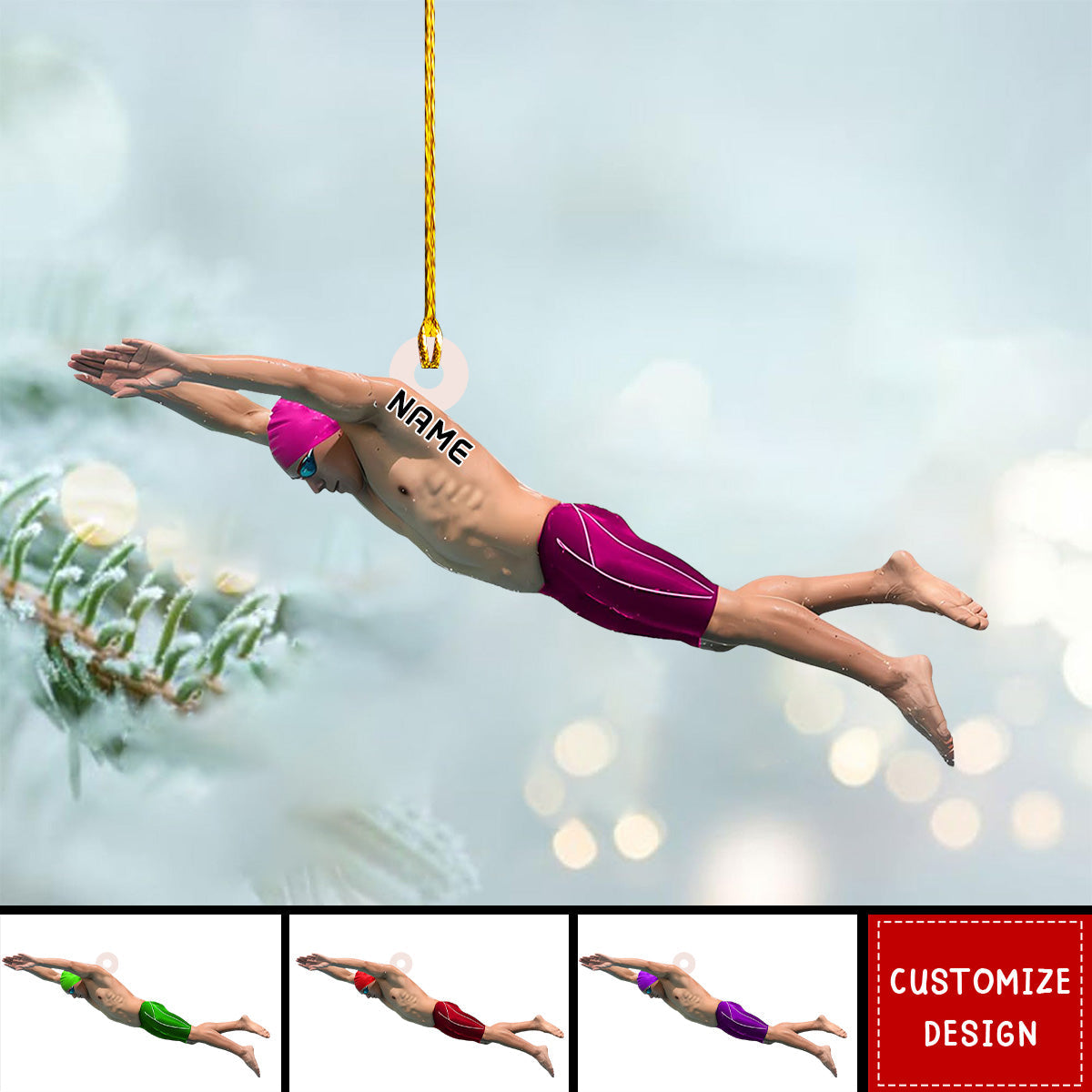 Personalized Swimming Christmas Ornament Gift For Swimmer - 2024 New Release