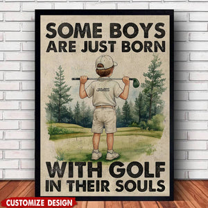 Personalized Golf Boy Kid Poster - Gift For Golf Lover