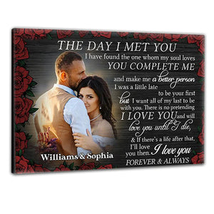 Best Valentine Gift For Girlfriend, The Day I Met You Custom Photo Canvas Gift For Couple