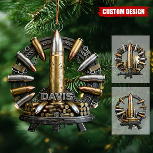 Personalized Gun Bullet Ornament - Gift For Amry, Gun Lovers
