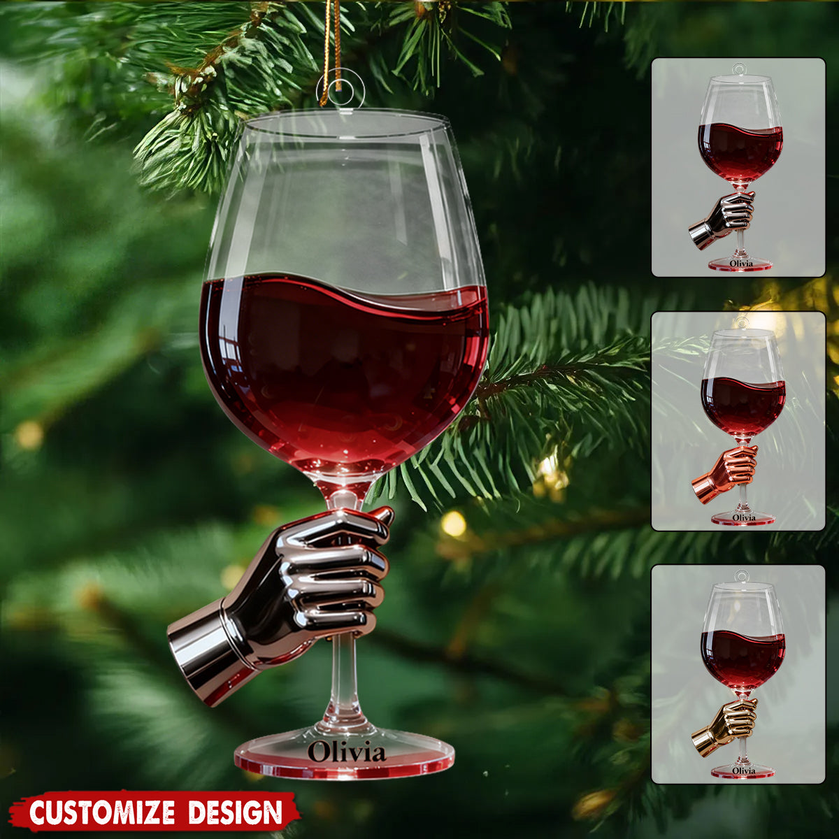 Personalized Wine Glass Christmas Ornament