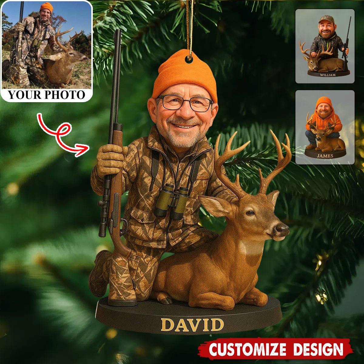 Personalized Photo Christmas Ornament - Gift For Hunting Lovers