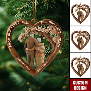 Personalized From Our First Kiss Till Our Last Breath Couple Acrylic Christmas Ornament - Gift for Couples