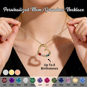 Personalized Heart Birthstone Necklace-Mothers Day Gift for Her