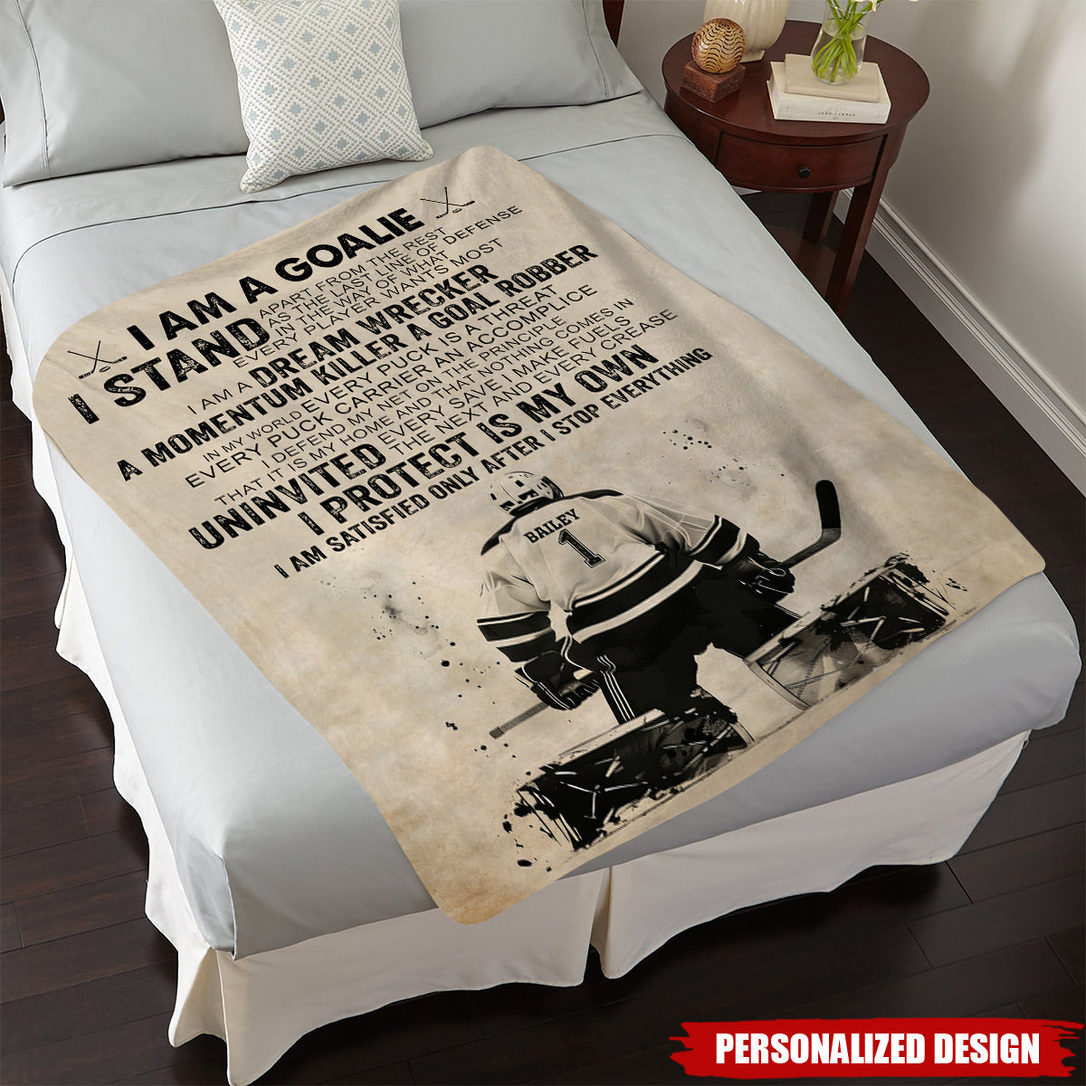 Personalized Hockey Goalie Blanket-Gift For Hockey Goalie Lovers