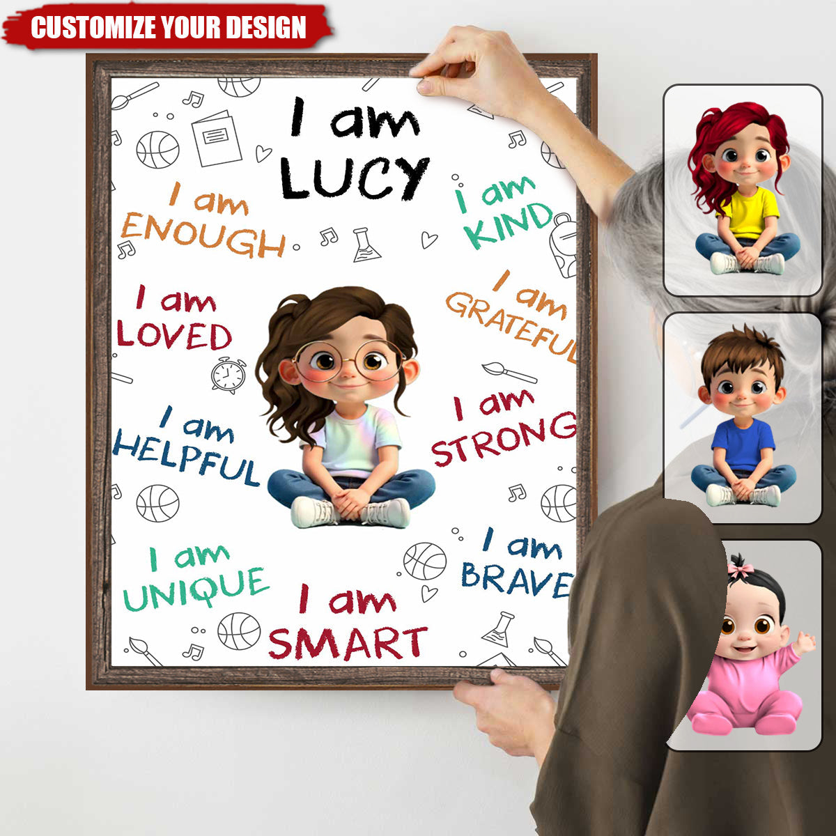 I Am Enough, Loved, Helpful, Unique, Smart,Vertical Poster,Gift For Kids