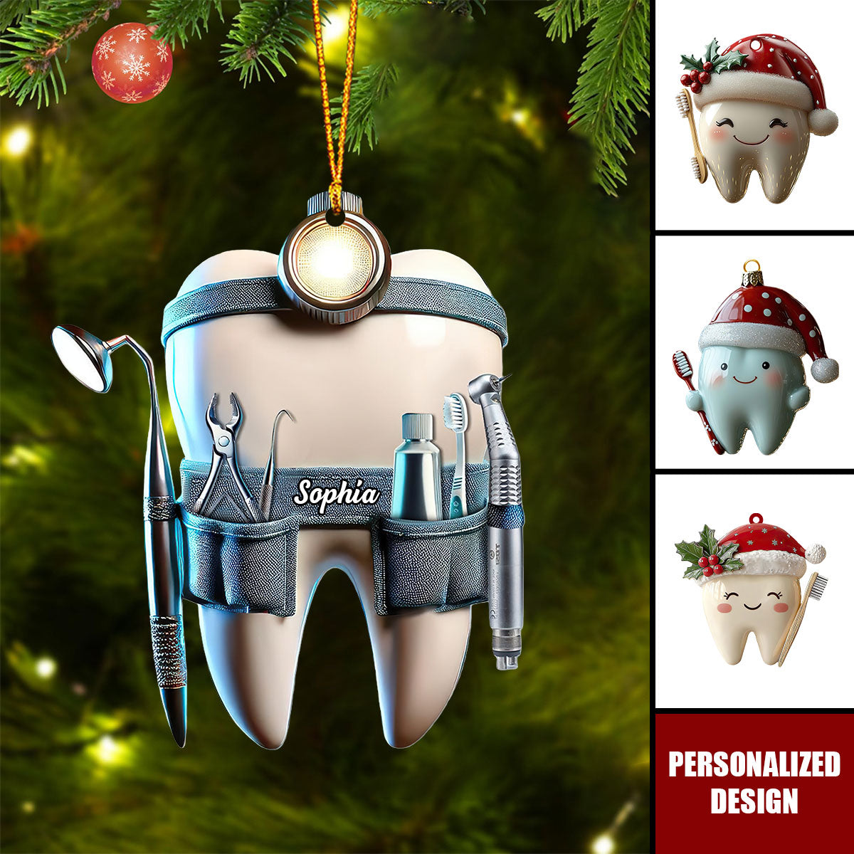 Personalized Tooth Christmas Ornament-Kids Tooth Keepsake
