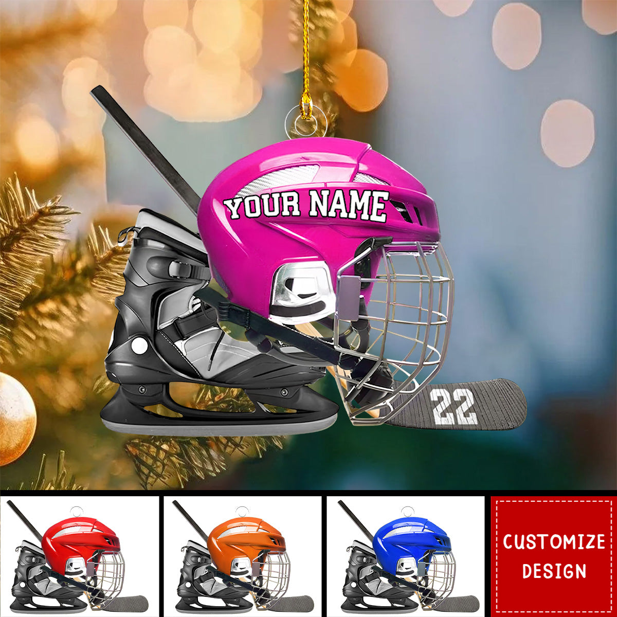 Personalized Hockey Helmet Christmas Ornament Gift For Hockey Lovers-New Release