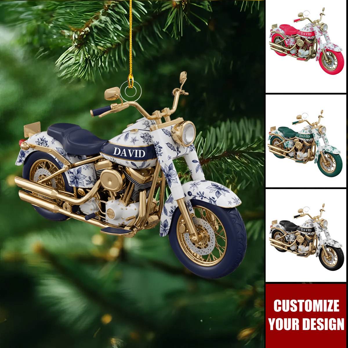 Personalized Motorcycle Christmas Ornament