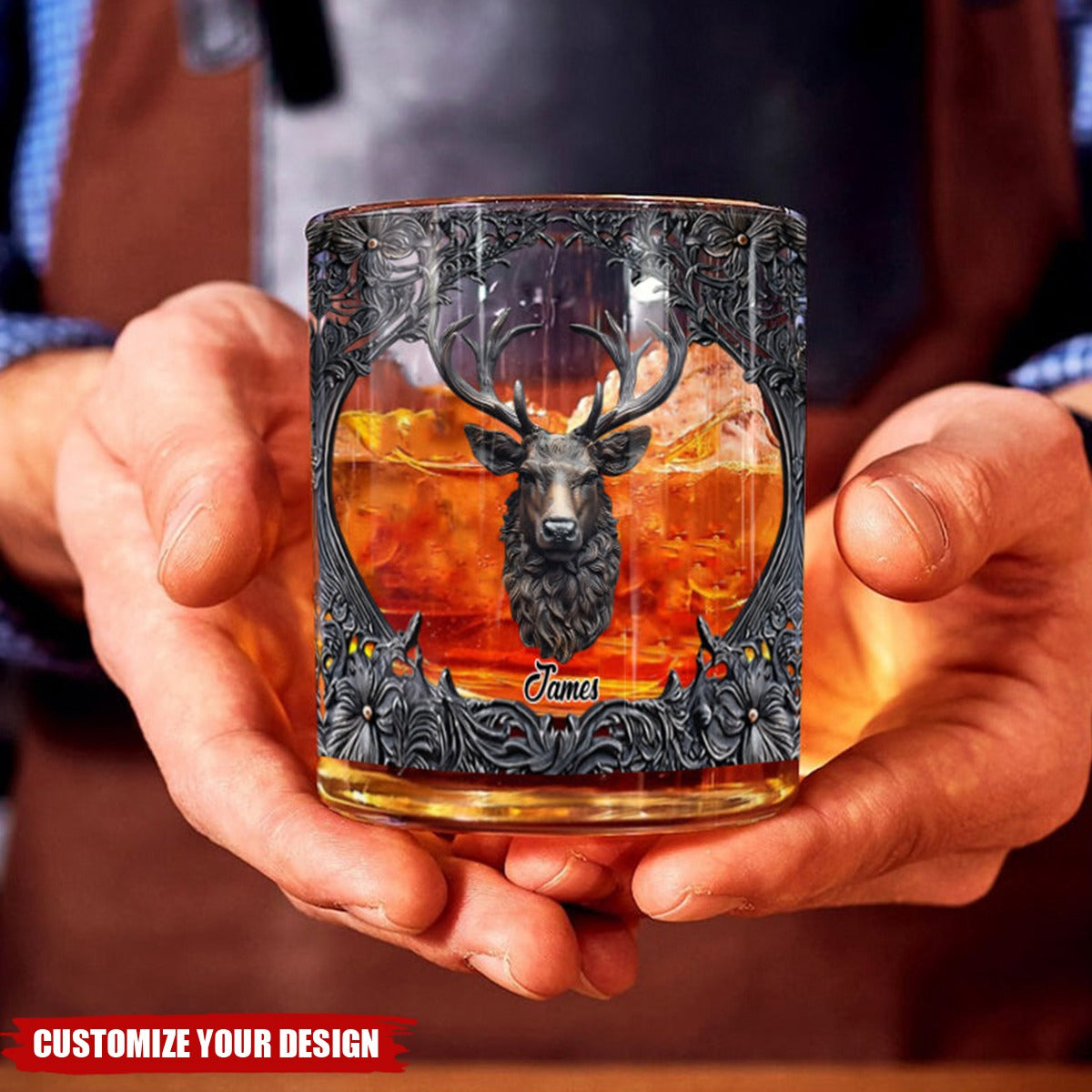 Love Hunting And Whiskey - Personalized Hunting Whiskey Glass