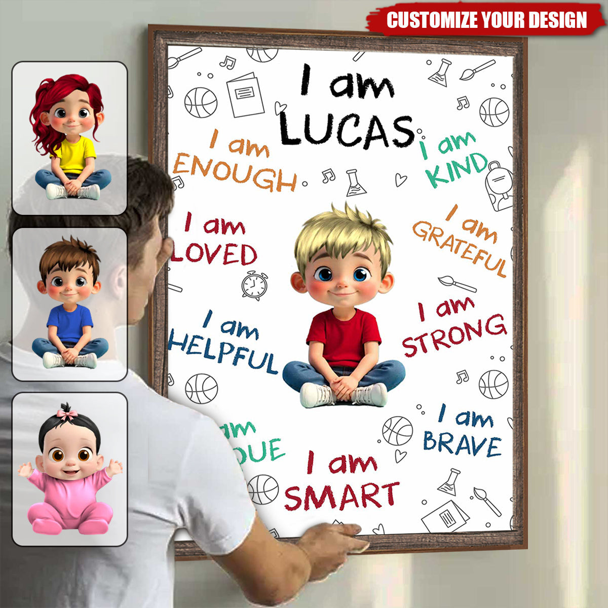 I Am Enough, Loved, Helpful, Unique, Smart,Vertical Poster,Gift For Kids