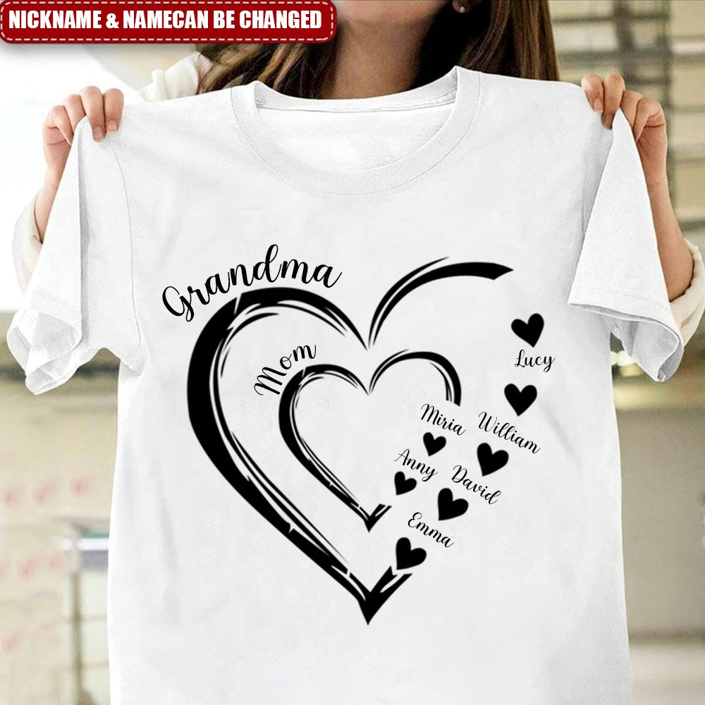 Personalized Mom Grandma And Grandkids Hearts Gift For Grnadma Shirt