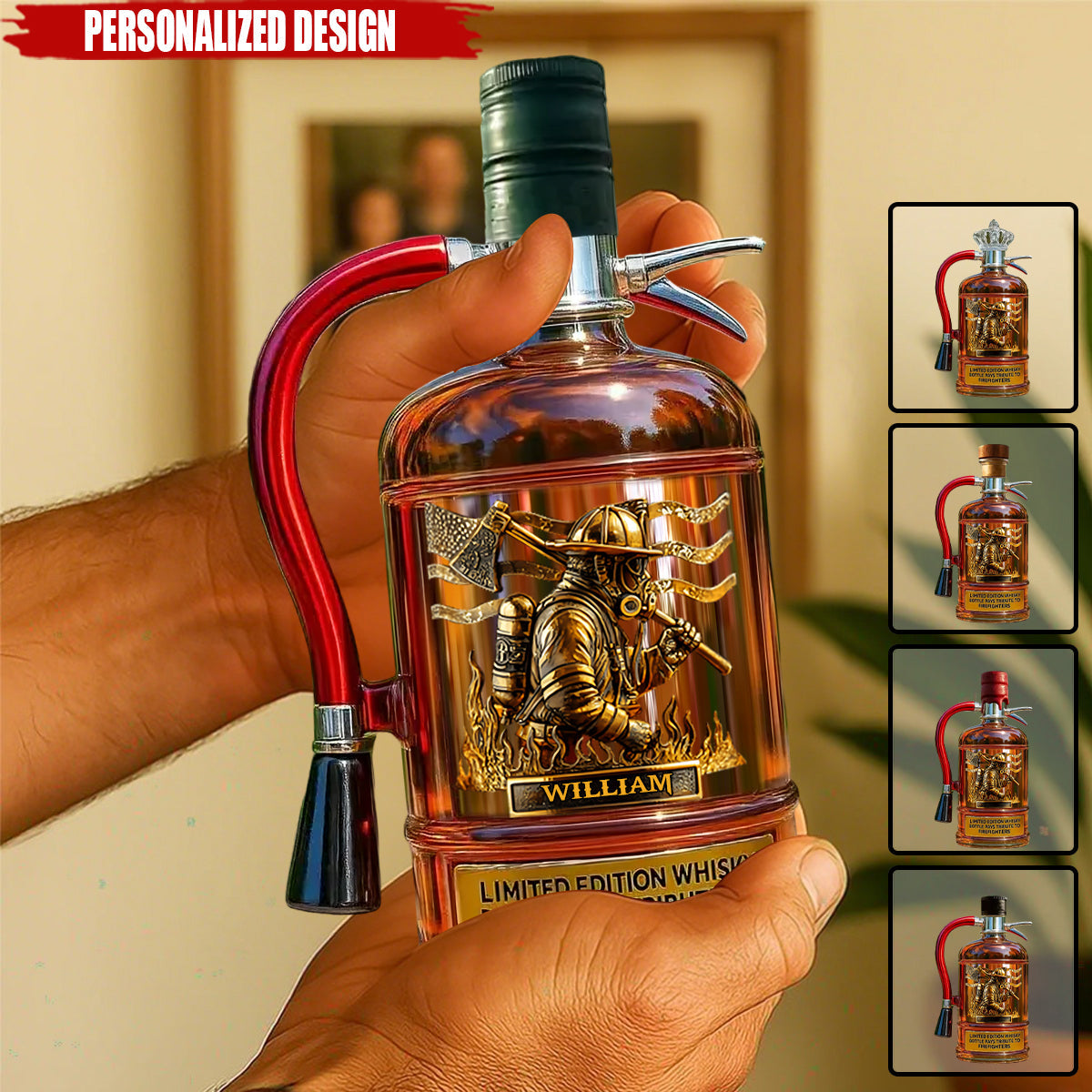 Personalized Firefighter Tribute Limited Edition Whiskey Bottle