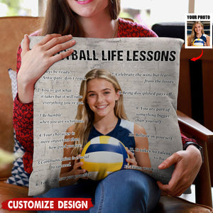 Personalized Volleyball Life Lessons Upload Photo Pillow-Gift For Volleyball Lovers