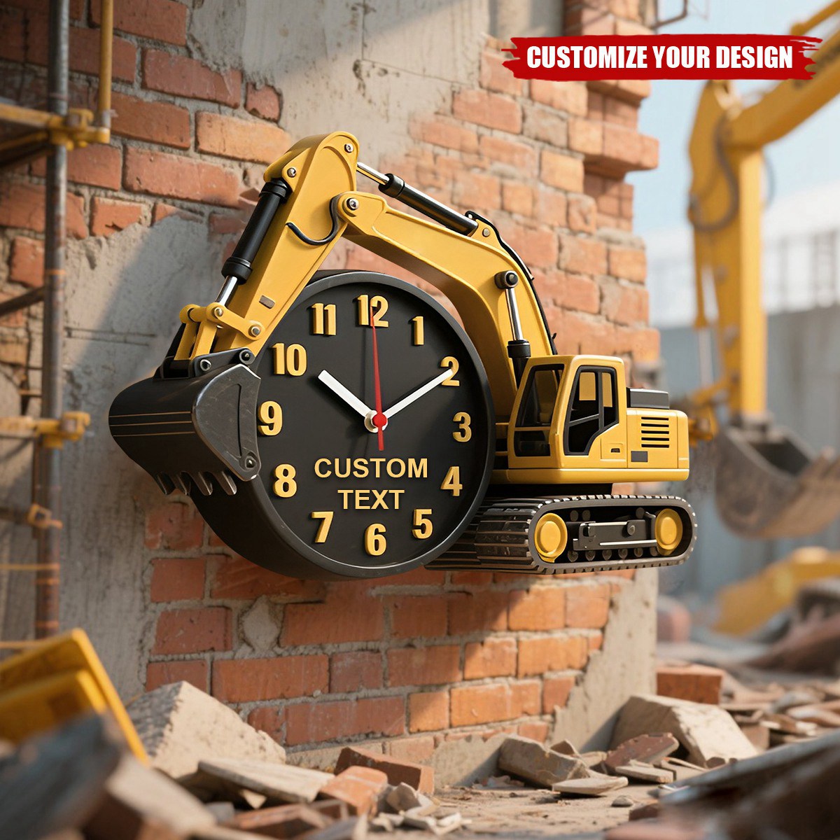 Personalized Excavator Wall Clock Plaque - Gifts For Excavator Car Lovers