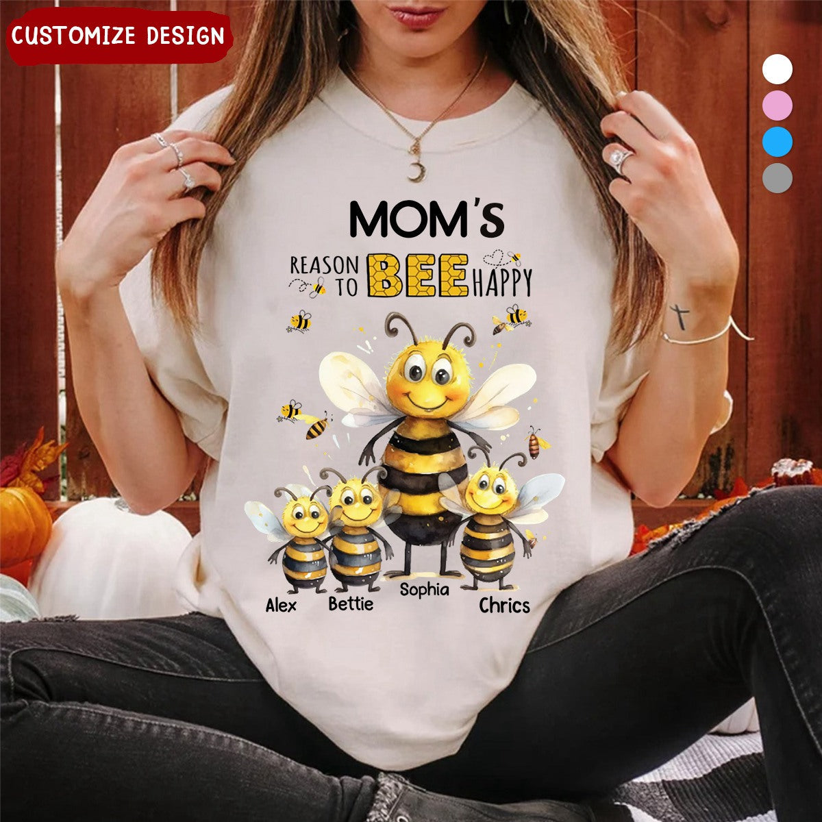 Personalized T-shirts With Grandmas And Mom- Reasons To Be Happy And Kids Names