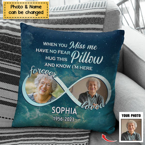 Custom Photo Hug This Pillow When You Miss Me - Memorial Personalized Custom Pillow