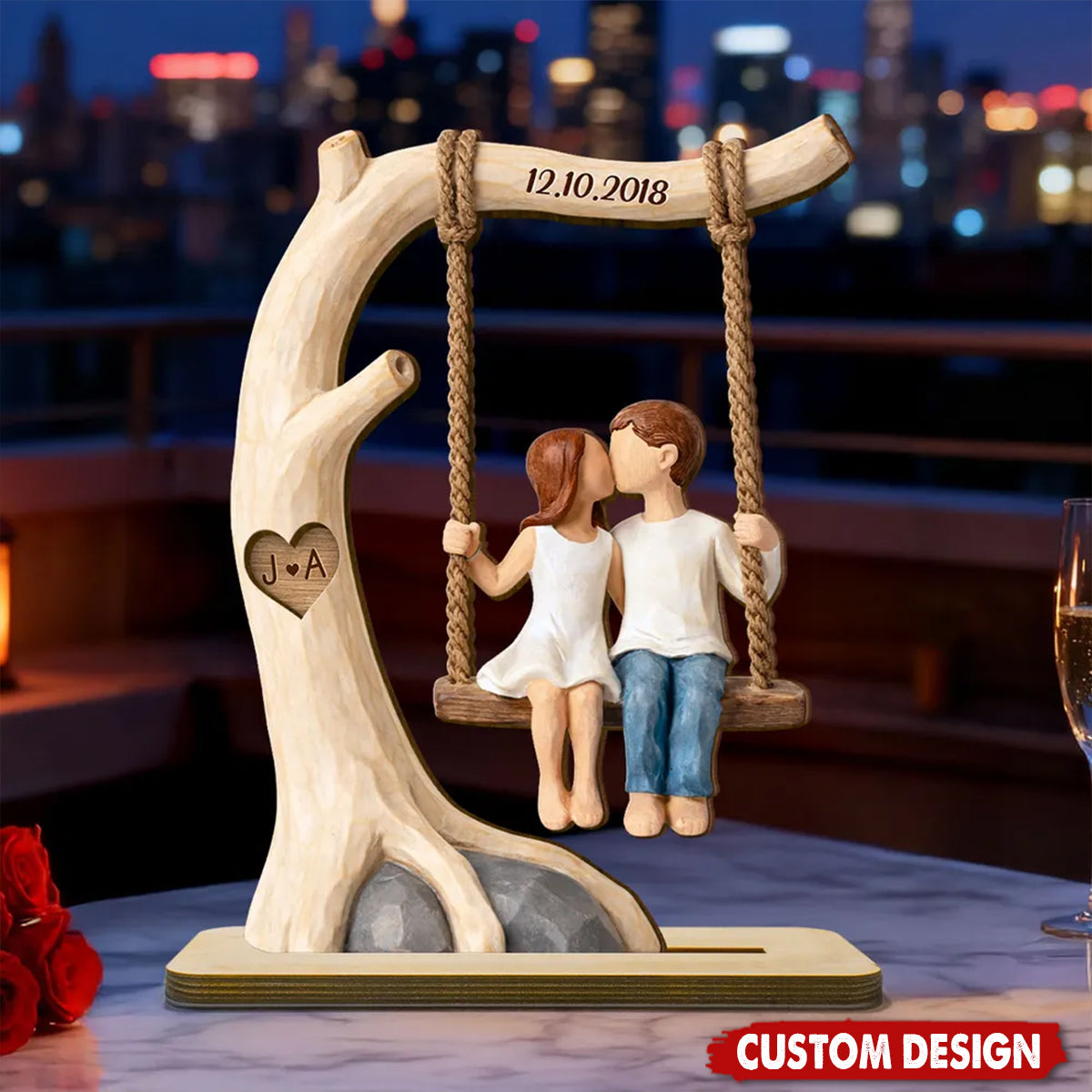 Personalized Rustic Swing Wooden Plaque – Gift For Couples