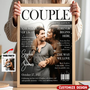 Personalized Love Story Couple Magazine Cover Poster- Gift For Romantic Couple