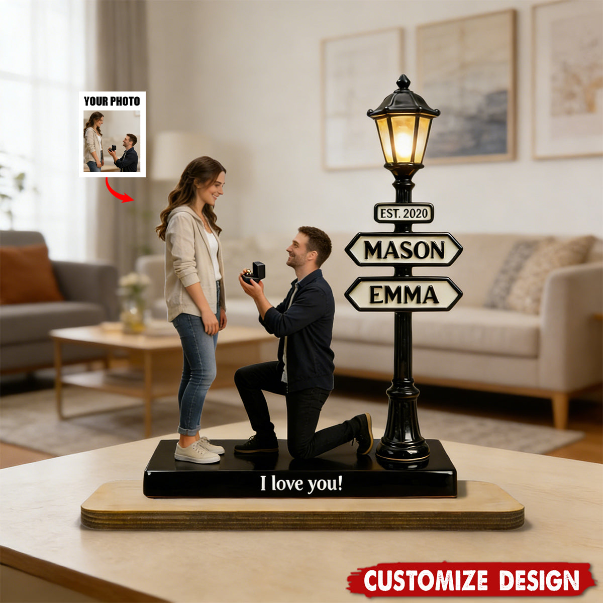 Together Forever - Personalized Couple Wooden Plaque - Gift For Couple