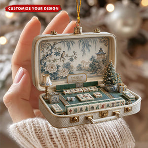 Personalized Chinoiserie Mahjong Ornament,  Elegant Holiday Gift for Mahjong Lovers