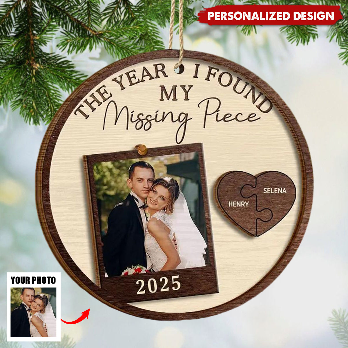 The Year I Found My Missing Piece-Personalized Photo Couple Ornament