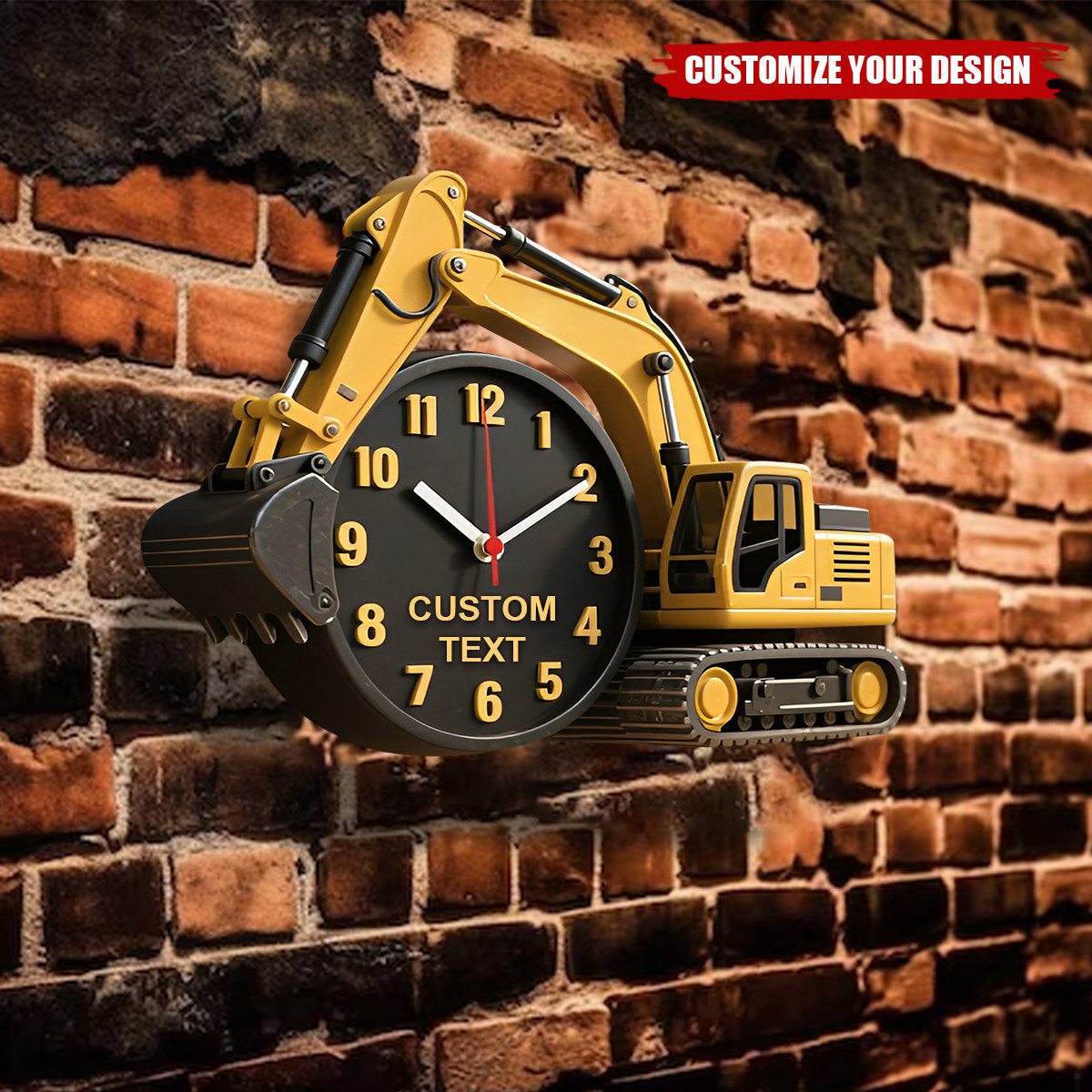 Personalized Excavator Wall Clock Plaque - Gifts For Excavator Car Lovers