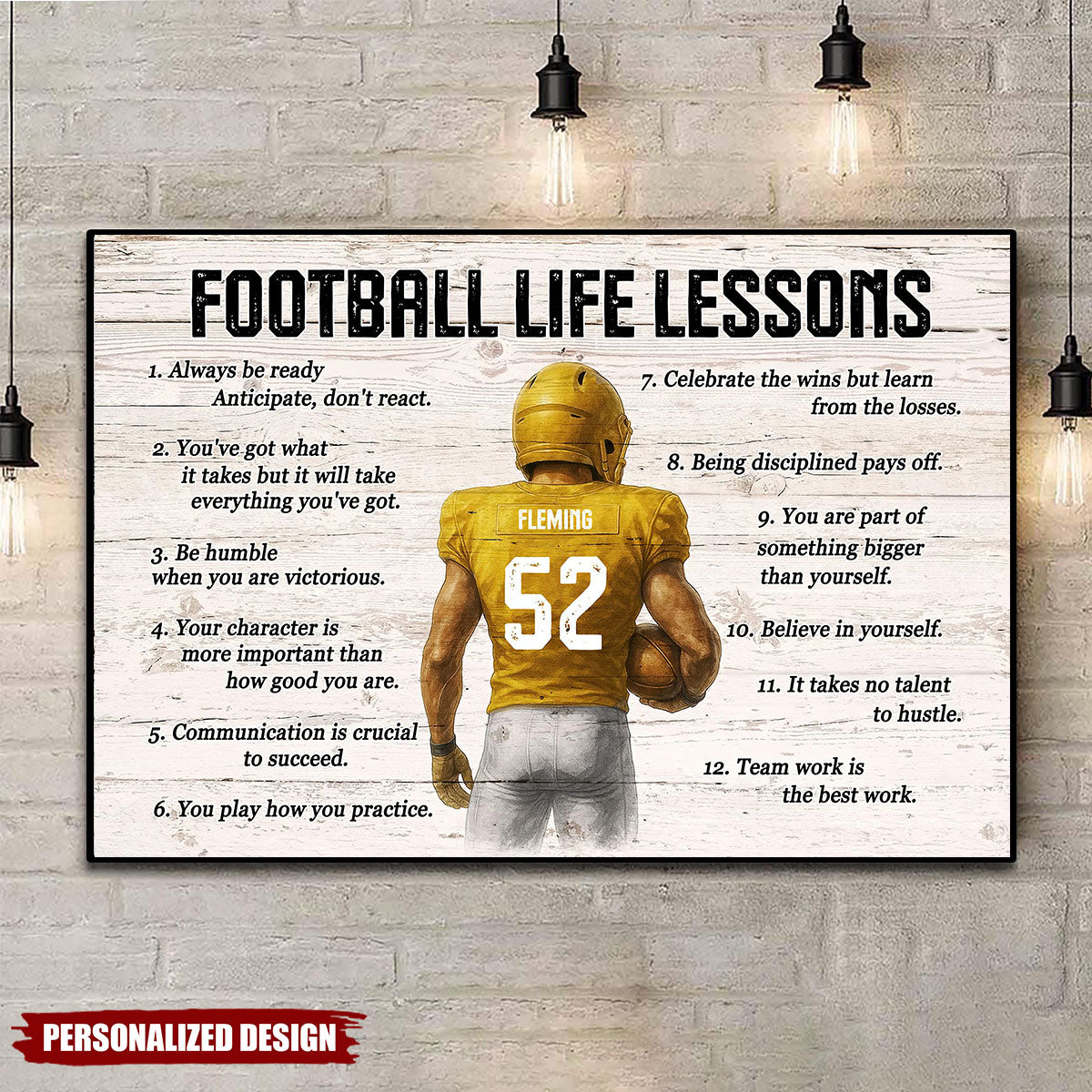 Personalized Football Life Lessons Poster-Gift For Son Teen Boy