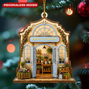 Custom Greenhouse Garden Wooden Ornament - Personalized Name Gift