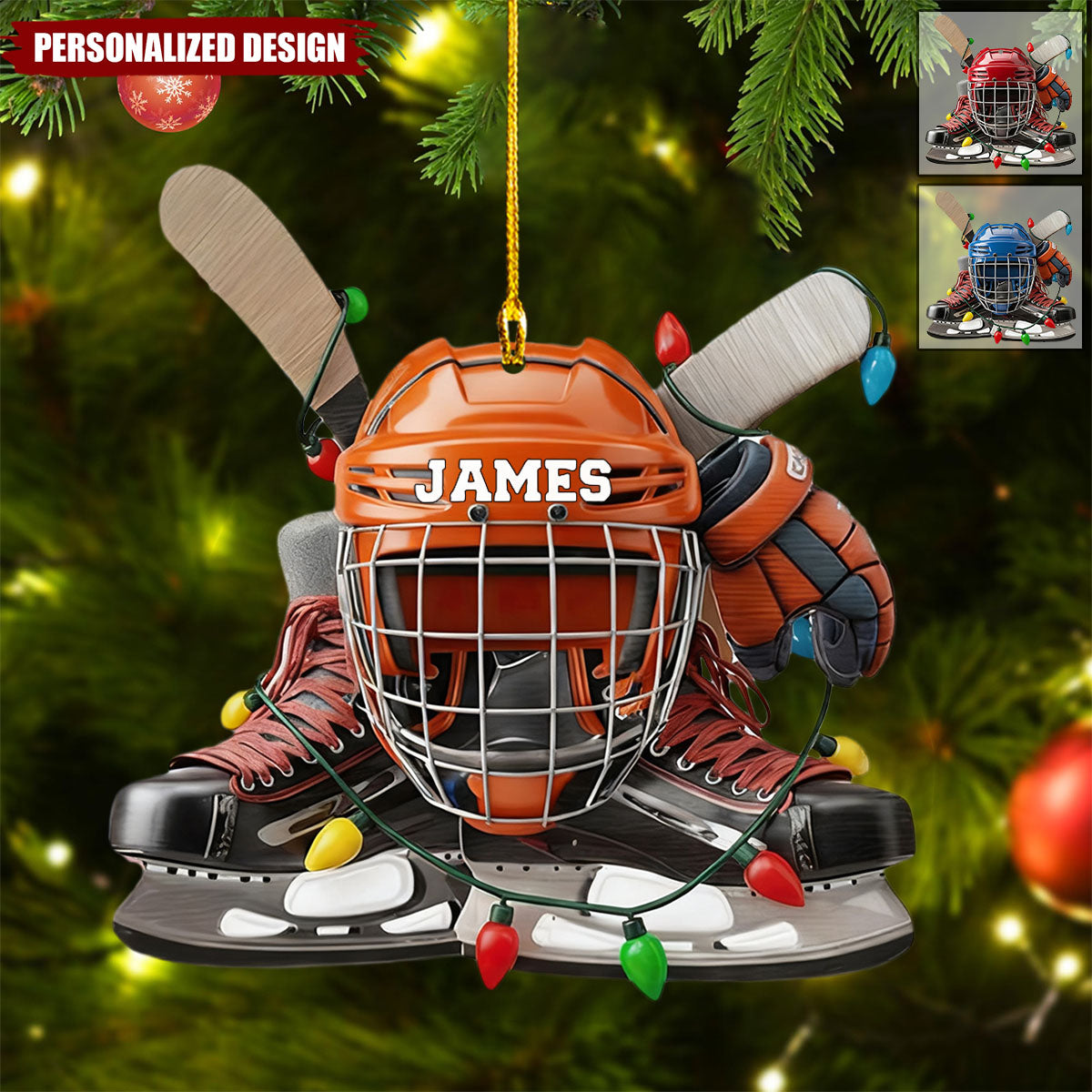 Personalized Ice Hockey Ornament Gift for Boys Girls Hockey Fans