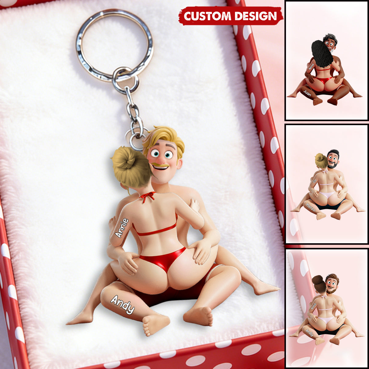 Personalized Playful Hugging Couple Acrylic Keychain