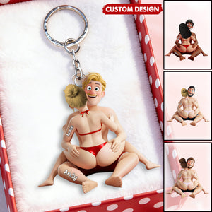 Personalized Playful Hugging Couple Acrylic Keychain
