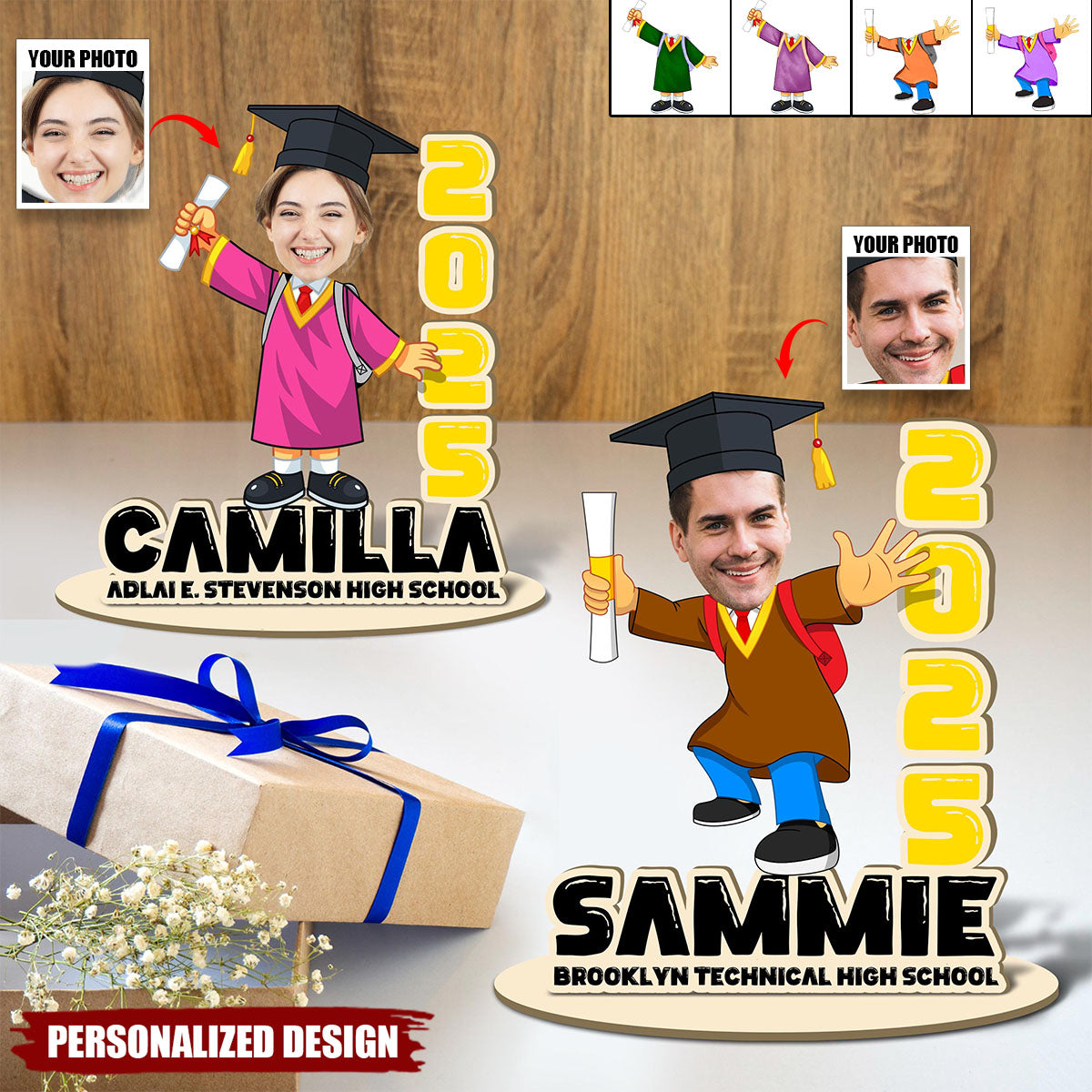 Personalized Class of 2025 Grad Name Wooden Sign-Senior Keepsake