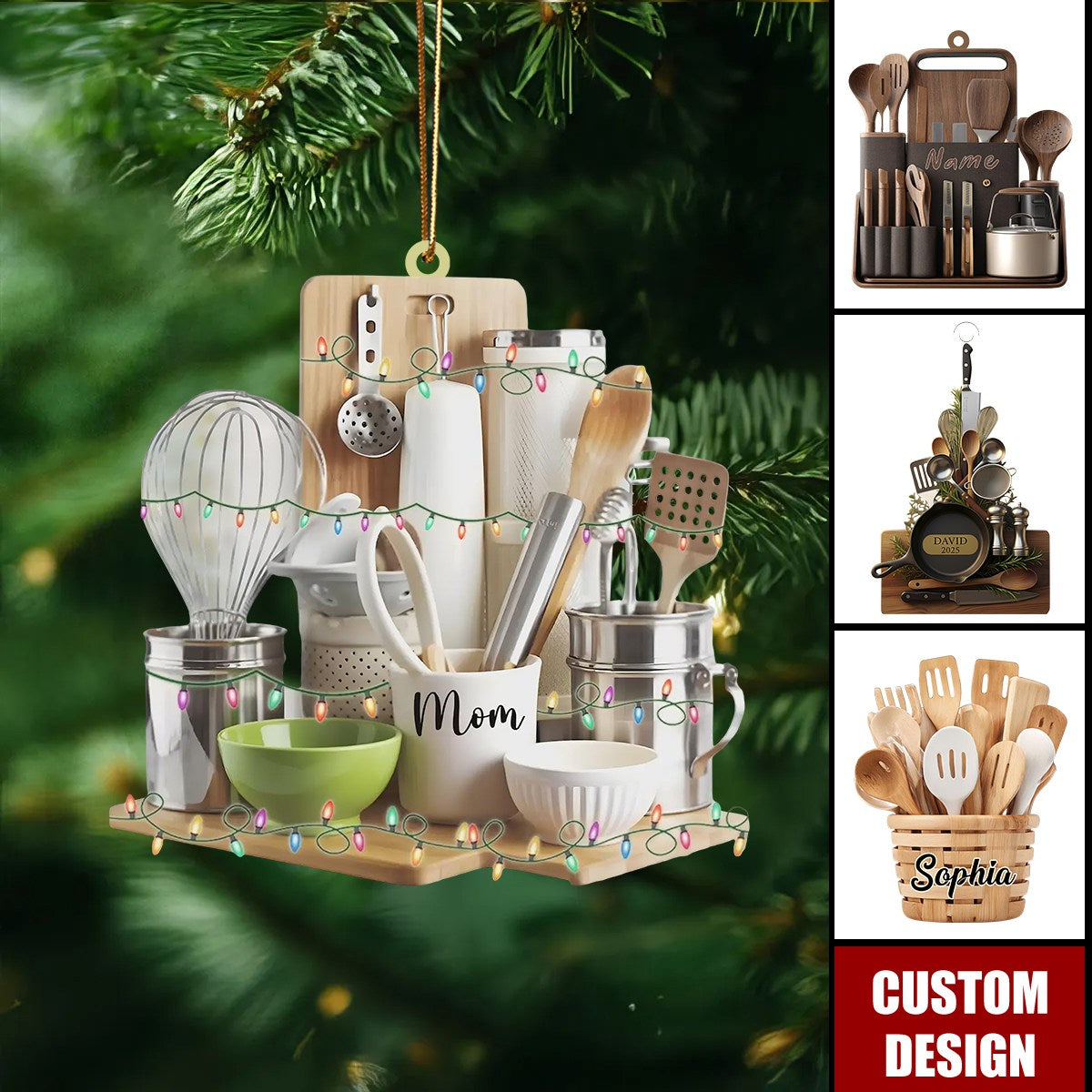 Personalized Kitchen Utensils Christmas Ornament