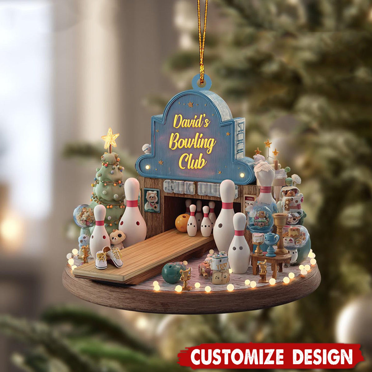 Personalized Bowling Ornament: Custom Name Christmas Decoration